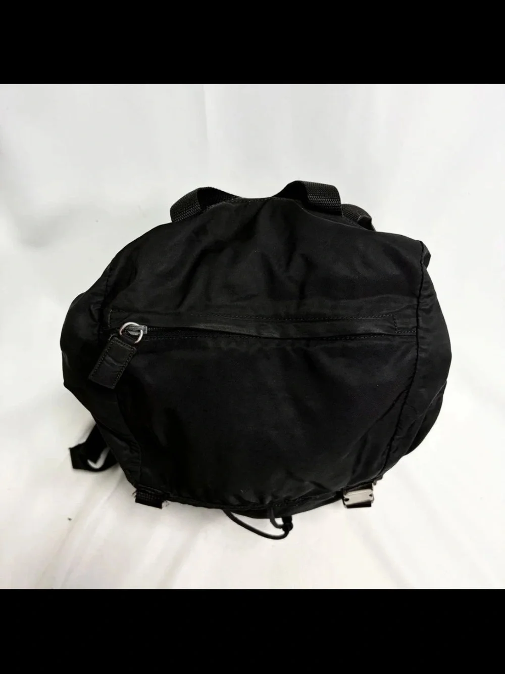 Prada Black Nylon Backpack with Silver-Tone Buckles